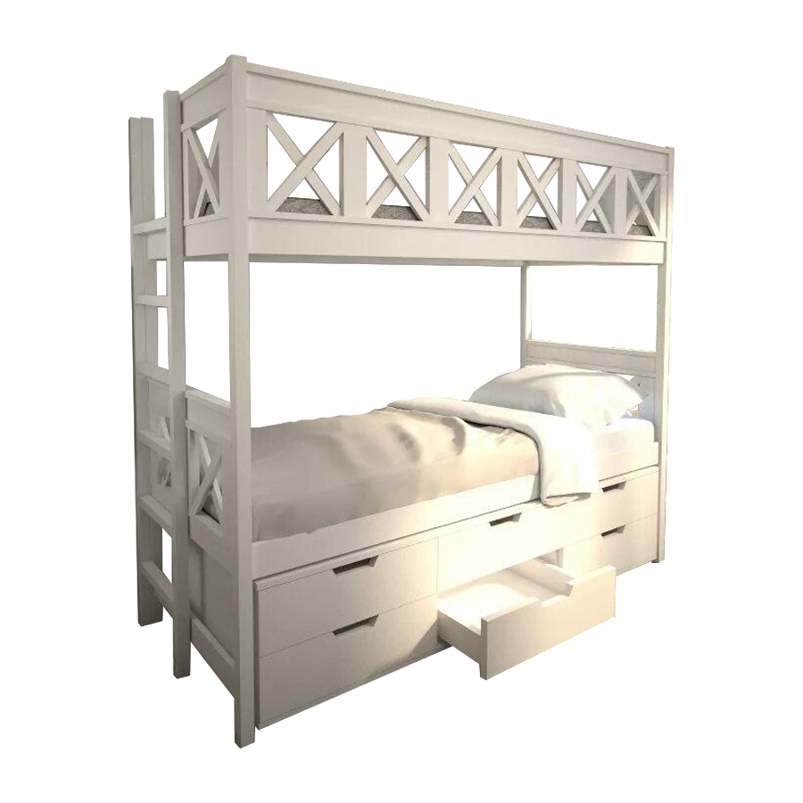 Двухъярусная кровать с комодом