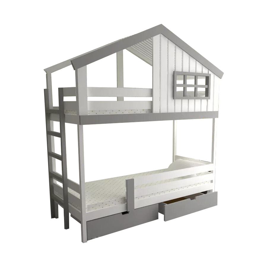 Двухъярусная кровать-домик из массива